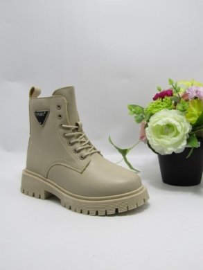 Botki damskie ocieplane na płaskim (36-41)  E8223-3 BEIGE
