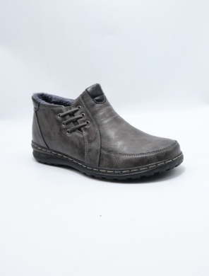 Botki damskie ocieplane na płaskim (37-42) 9667-5 GREY/BLACK