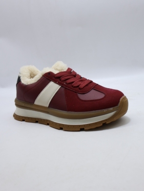 Buty sportowe damskie ocieplane (36-41) AF23-312 WINE/RED