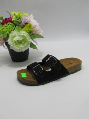 Klapki damskie na płaskim (36-41) 7KL 802 BLACK/BEIGE