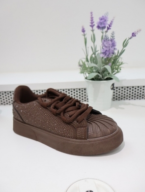 Buty sportowe damskie na płaskim (36-41) 9031 BROWN