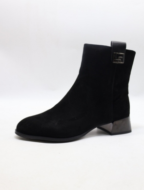 Botki damskie ocieplane na obcasie (36-41) B-308 BLACK-SKO