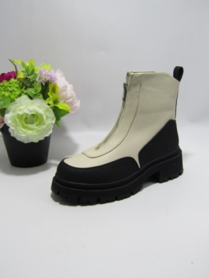 Botki damskie na płaskim (36-41) BM63 BLACK/BEIGE