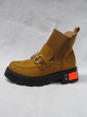 Botki damskie ocieplane na płaskim (36-41) D86911-1 BROWN