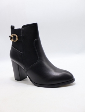 Botki damskie ocieplane na obcasie (36-41) 68191 BLACK