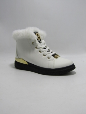 Botki damskie ocieplane na płaskim (36-41) 3007-2 WH/BLK