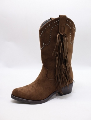Kozaki damskie ocieplane na obcasie (36-41) RQ538 BROWN