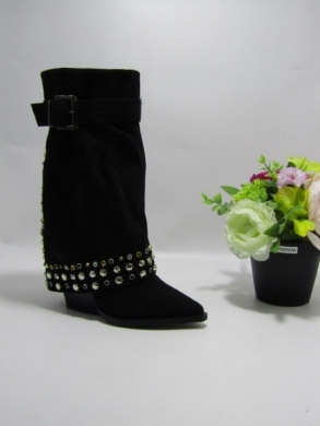 Kozaki damskie na obcasie (36-41) 9656A BLACK