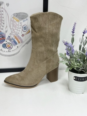 Kozaki damskie na obcasie (36-41) 8613 KHAKI