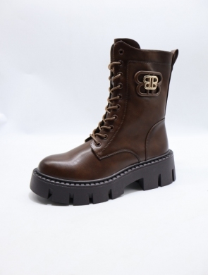 Botki damskie ocieplane na płaskim (36-41) 5808 BROWN