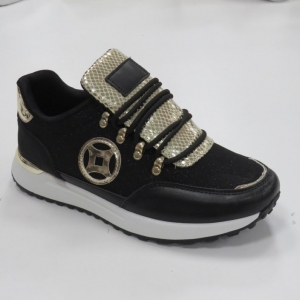 Buty sportowe damskie na płaskim (36-41) 7885 BLACK/GOLD