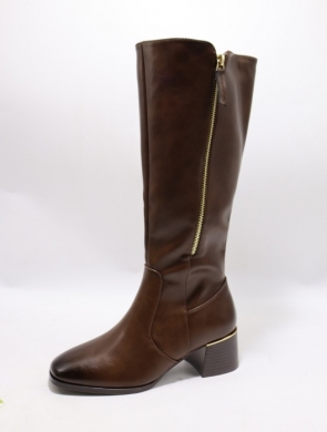 Kozaki damskie ocieplane na obcasie (36-41) RQ-08 BROWN