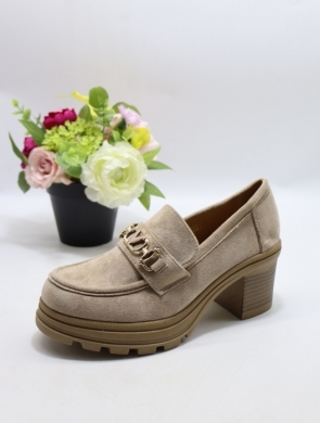 Półbuty damskie na obcasie (36-41) XYX-25224-2 KHAKI