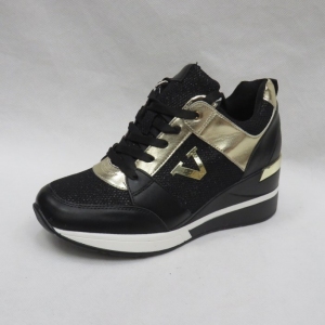 Buty sportowe damskie na koturnie (36-41) HS165 BLACK/GOLD