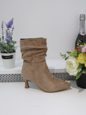 Botki damskie na szpilce (36-41) 9512 KHAKI