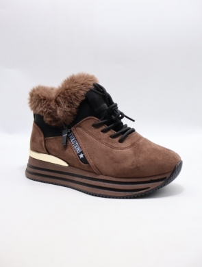 Buty sportowe damskie ocieplane (36-41) 21-Q99 BROWN