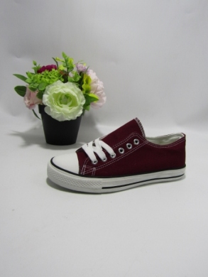 Trampki damskie na płaskim (36-41) 7BW-11 BORDO