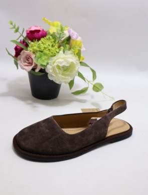 Sandały damskie na płaskim (36-41) P-323 BROWN-SKÓRA
