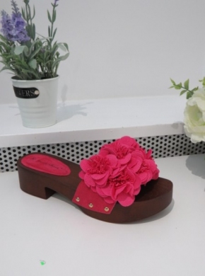 Klapki damskie na obcasie (36-41) LS177 FUSHIA