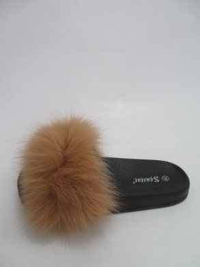 Klapki damskie z futerkiem (36-41) WB01 CAMEL