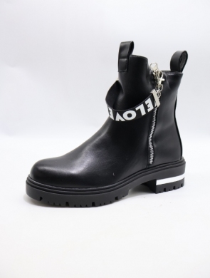Botki damskie ocieplane na płaskim (36-41) B3007-1 BLACK