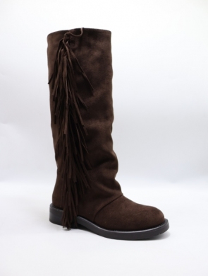 Kozaki damskie ocieplane na płaskim (36-41) HQ385 BROWN