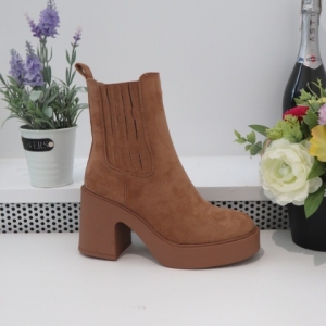 Botki damskie na obcasie (36-41) 9527 CAMEL