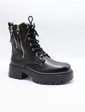 Botki damskie ocieplane na płaskim (36-41) 6124-1 BLACK