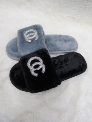 Kapcie damskie ocieplane (36-41) 23-1 BL/WH/BR
