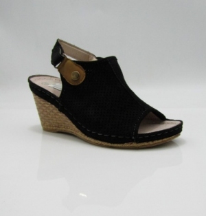 Sandały damskie na koturnie (36-41) C9915-1 BLACK