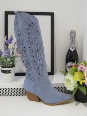 Kozaki damskie na obcasie (36-41) 8576 BLUE