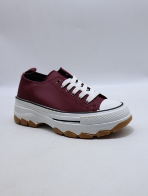 Trampki damskie na płaskim (36-41) BO-10 WINE/RED