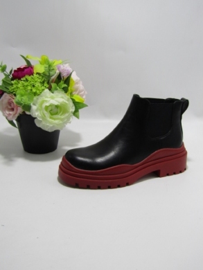 Botki damskie na płaskim (36-41) SU701 BLACK/RED