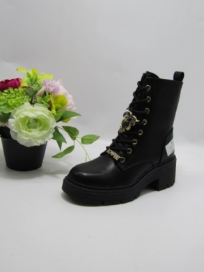 Botki damskie ocieplane na płaskim (36-41) 6069-1 BLACK