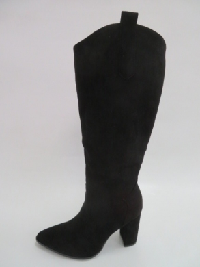 Kozaki damskie ocieplane na obcasie (36-41) 9327-1A BLACK