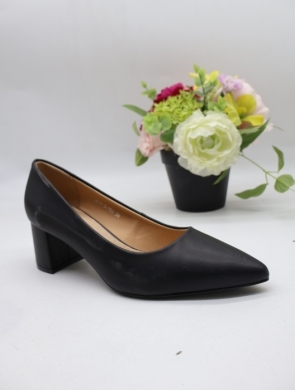 Czółenki damskie na obcasie (36-41) P-701 BLACK-SKÓRA