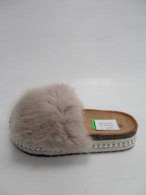 Klapki damskie z futerkiem (36-41) 806 BEIGE