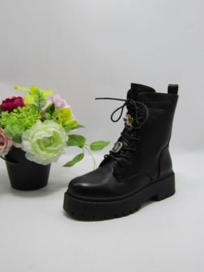 Botki damskie ocieplane na płaskim (36-41) 6041-1 BLACK