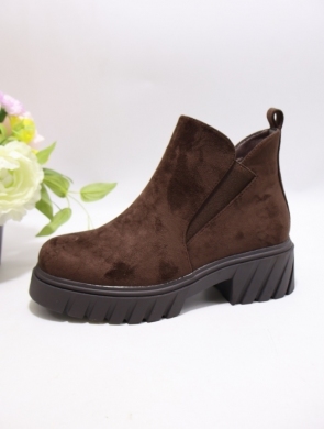 Botki damskie ocieplane na płaskim (36-41) H2510 BROWN