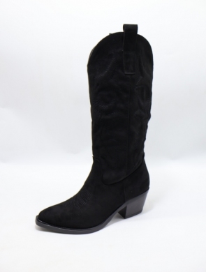 Kozaki damskie na obcasie (36-41) 7689A-1 BLACK