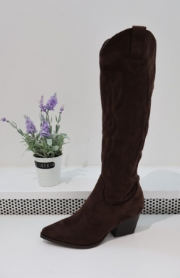 Kozaki damskie na obcasie (36-41) 9697A-1 BROWN