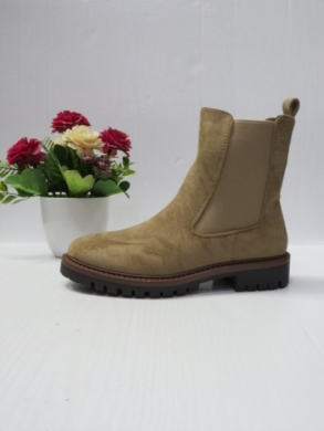Botki damskie ocieplane na płaskim (36-41) 68208 KHAKI/PU