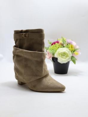 Botki damskie na obcasie (36-41) 766A KHAKI