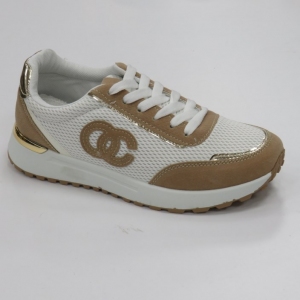 Buty sportowe damskie na płaskim (36-41) F-9 WHITE/BEIGE