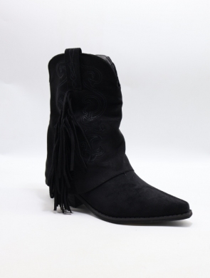 Kozaki damskie ocieplane na obcasie (36-41) H8-1062 BLACK