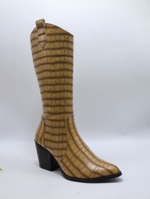 Kozaki damskie ocieplane na obcasie (36-41) 8127-GG CAMEL