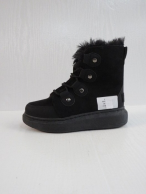 Botki damskie ocieplane na płaskim (36-41) W078 BLACK