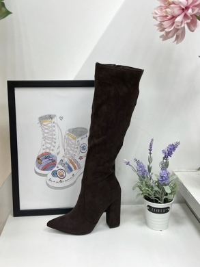Kozaki damskie ocieplane na obcasie (36-41) CLS225 BROWN