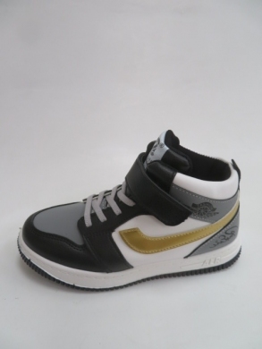 Botki chłopięce jesienne (32-37) P693-1 BLACK/GREY