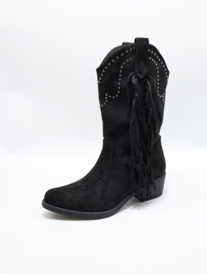 Kozaki damskie ocieplane na obcasie (36-41) RQ538 BLACK